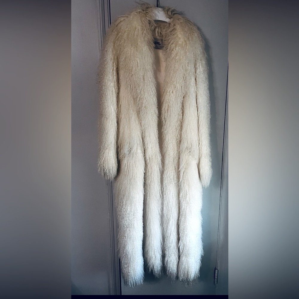 Cream colored Mongolian Lamb Coat
